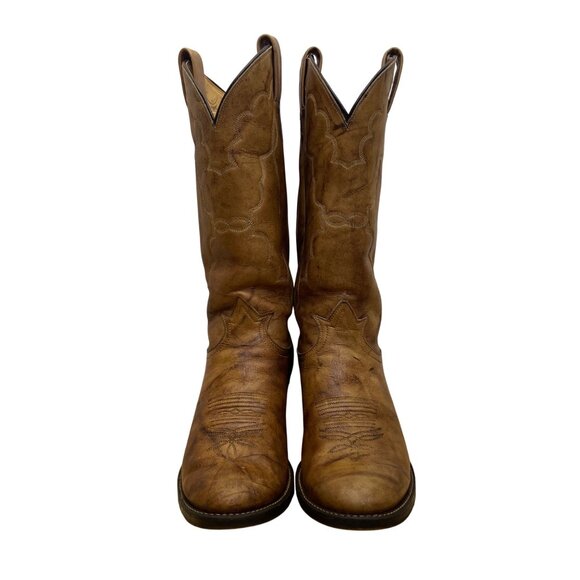 Tony Lama Men’s Tan Brown Leather Vintage Style Western Cowboy Boots Size 6.5D - Picture 2 of 11